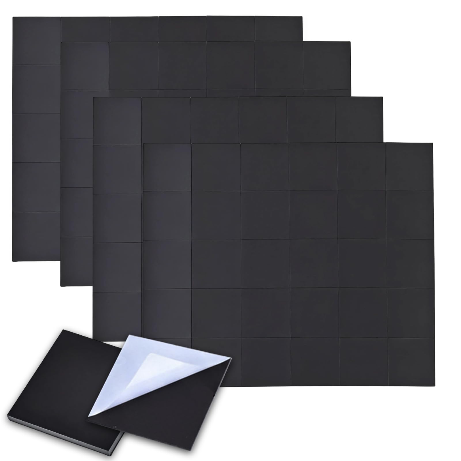 Culinavog Adhesive Magnets, 120 Pack Rubber Magnetic Stickers, 20x20mm Self Adhesive Magnets, Peel & Stick Magnetic Squares with Adhesive Backing for Whiteboard, Fridge and Classroom Supplies - Black
