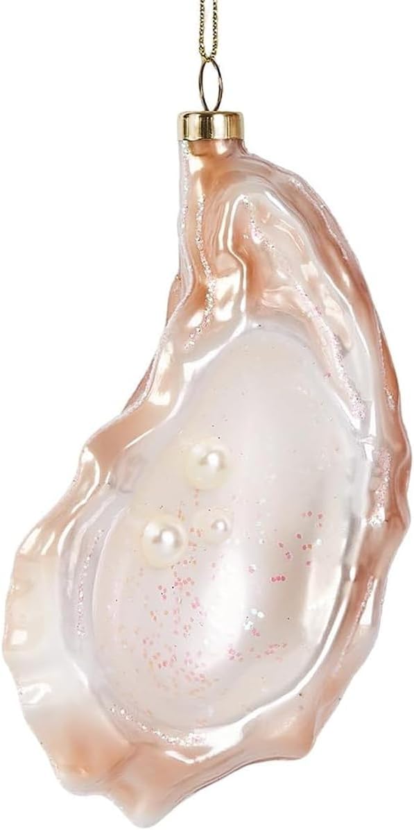 Hanging Christmas Ornaments 2025, Handcrafted Glass Blown Xmas Tree Decorations Holiday Ornaments Funny Gifts Collectible Winter Festival Decor for Home Party, Shell