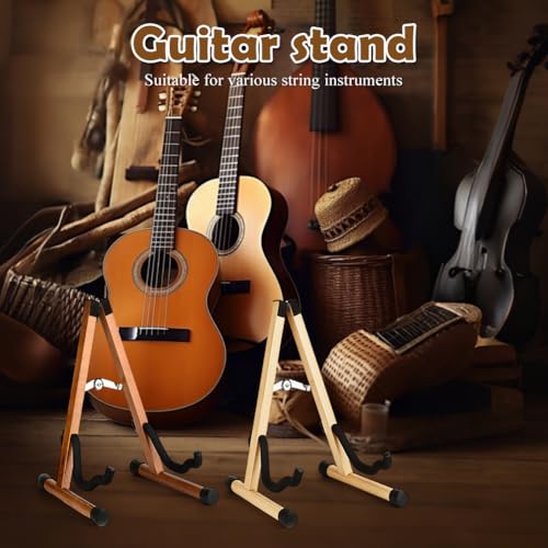 Piashow Gitarrenständer Holz, Gitarren Ständer mit Gepolstertem Schaumstoff für E-Gitarre, Bass, Cello, Banjo, Mandoline, Ukulele, Echtholz, A-Rahmen Boden-Gitarrenständer (A)