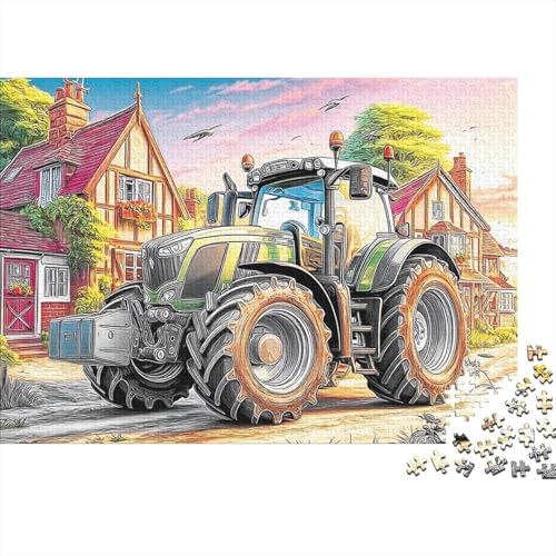 Tracteur Village Puzzle 1000 Pièces Carton Épais Rural Cartoon Relaxation Idée Cadeau Puzzle De Collection Impression Nette Pas De Bavures 70x50cm/1000pcs