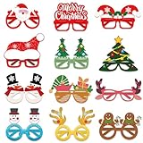 BigOtters Christmas Paper Eyeglasses, Christmas Party Glasses Bulk Frame Costume for Adults and Kids Party Favors Photo Booth, 12PCS
