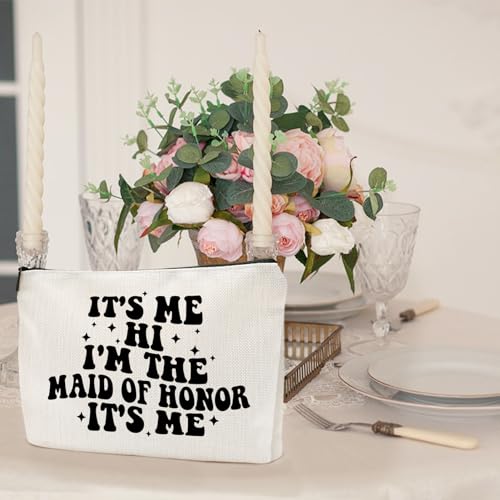 It's Me I'm the Maid of Honor It's Me, Gift for Bridesmaid,Bachelorette Party Wedding Gifts for Besties Friends Makeup Bag Purse Cosmetic Bag for Women4