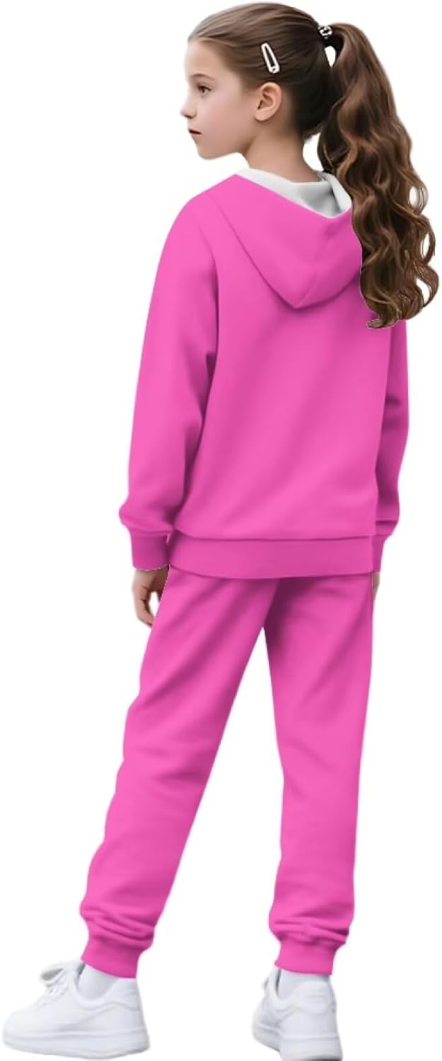 Kids Clothes Sweatsuit Sets Girls Full Zip Long Sleeve Hooded Sweatshirt and Leggings Horse Elephant Print