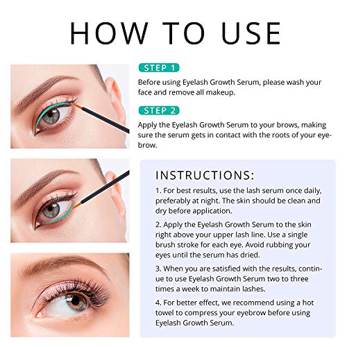 Premium Eyelash Growth Serum and Eyebrow Enhancer, Lash Enhancing Serum Lash boost Serum for Longer, Fuller Thicker Lashes & Brows Made in USA (0.3 Oz) - Thumbnail 6