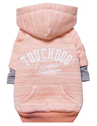 TOUCHDOG 'Hampton Beach' Designer Fashion Ultra-Plush Sand Blasted Pet Dog Hooded Sweater Hoodie, Small, Pink