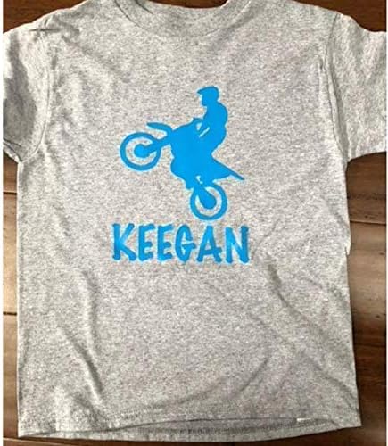 Personalize Custom Dirt Bike Shirt Boys Tshirt First Name Dirtbike Kids Toddler Youth t-Shirt White