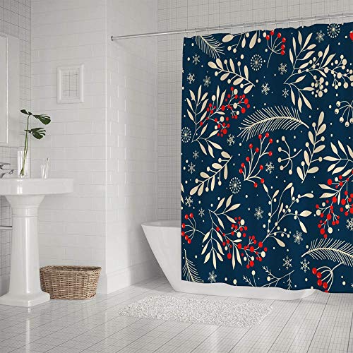 Rideau de douche de Noël en polyester imperméable avec crochets 182x182 cm