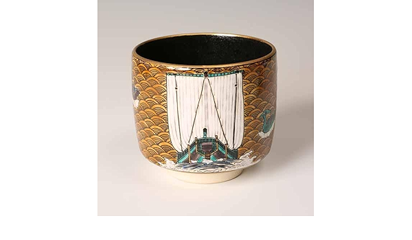 九谷焼【北村隆造】◇茶碗北前船◇竹隆窯【抹茶碗・茶器・茶道具】