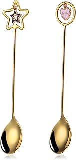 Cute Coffee Spoon Gift for Women and Girls, 15.5 cm Gold Teaspoons with ...