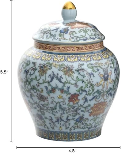 Miniatura 4 de Jengibre Tarro Decorativo Tarro Antiguo Chino Imperial Esmalte Porcelana (Pequeño, Azul)