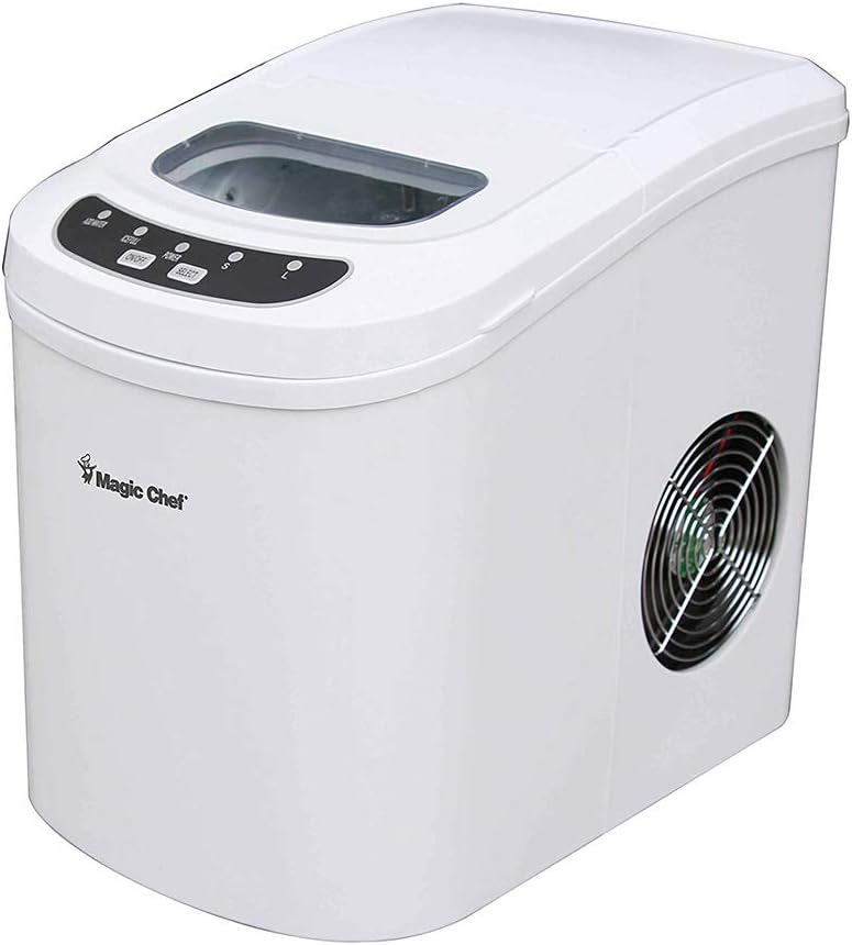 Magic Chef Portable Countertop Ice Maker, Small Ice Maker for Kitchen or Home Bar, Tabletop Ice Maker for Entertaining, 27-Pound Capacity, White