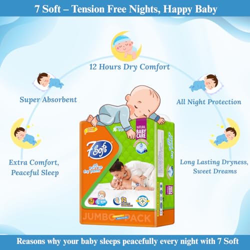 Image of 7 Soft Pull Up Dry Pants Diaper, Large (L) 8-14 kg, 62 Count (Jumbo Pack) - Baby Diaper Pants with Locking System, Up to 12 Hours Protection, Rash Free Skin, Easy Wear