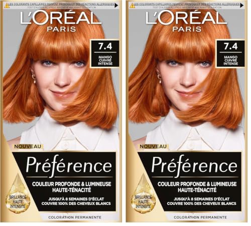 Tinte cobre intenso L'Oréal Paris Préférence coloración permanente 2 unidades