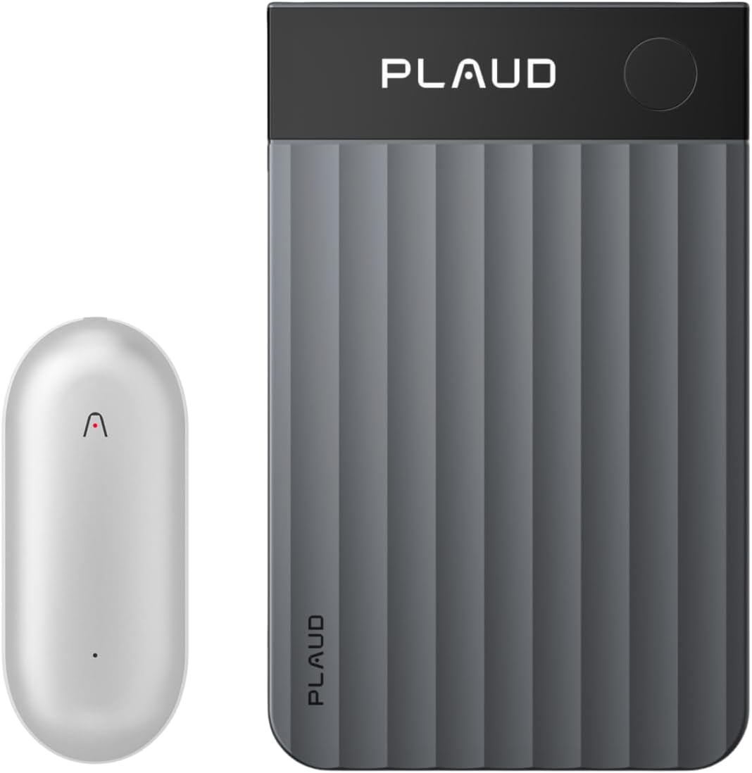 Plaud Note Pro Black and NotePin Silver AI Voice Recorder, Set of 2, Letter Writing, Multi-Dimensional AI Summary, Multi-Modal Input, Ask Plaud Calls, Face to Face, Wearable Recording, 112