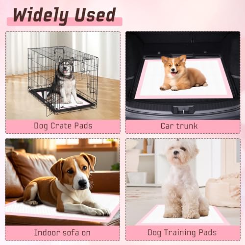 Image of Puppy Pads,Disposable Puppy Training Pads,Super Absorbent Leak-Proof Dog and Puppy Pet Training Pads,Pink Puppy Pads for Puppies,Dogs,Cats,Rabbits(24 inch X 24 inch - 40PCS)
