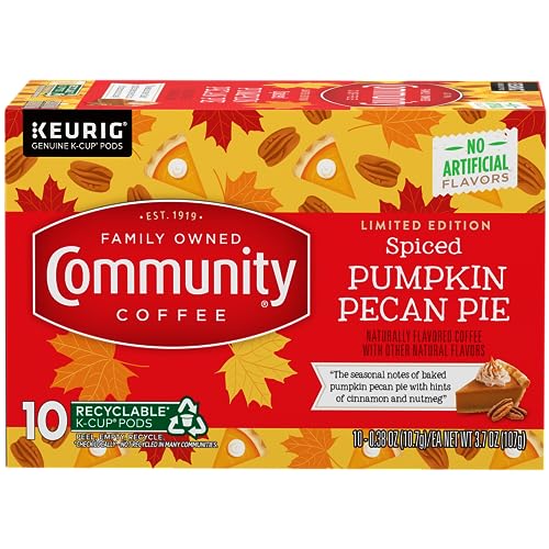 Image of Community Coffee Spiced Pumpkin Pecan Pie Flavored Keurig Coffee Pods, 10 Count, Limited Edition, Medium Roast, 10 count (Pack of 1)
