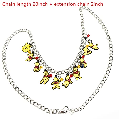 Tklpp Winnie Pooh Charm Necklace Anime Cartoon Metal Pooh Bear Necklace Gifts For Woman Girl #TOP3