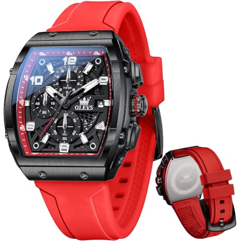 Image of OLEVS Mens Watches Stylish Chronograph Waterproof Luminous Silicon Strap Multifunction Watches for Men Business Men Wrist Watch
