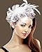 Bniksok Retro Fascinators Hat for Women Tea Party Headband Flower Weddings Bridal Shower Themed Party Favors White