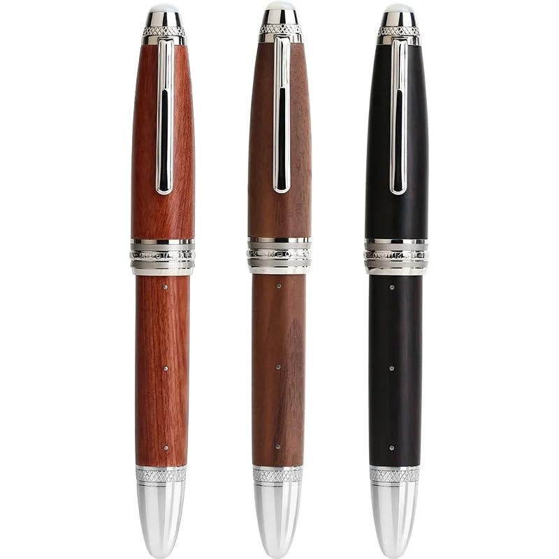 Penna stilografica in legno con rivetto con perla, per ufficio e scuola, cancelleria per scrittura e lavoro, Gfit (palissandro)