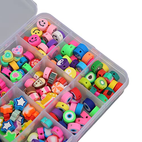 Agatige Kit de pulseira de contas de argila com 300 peças, adorável padrão de berloques de argila fa
