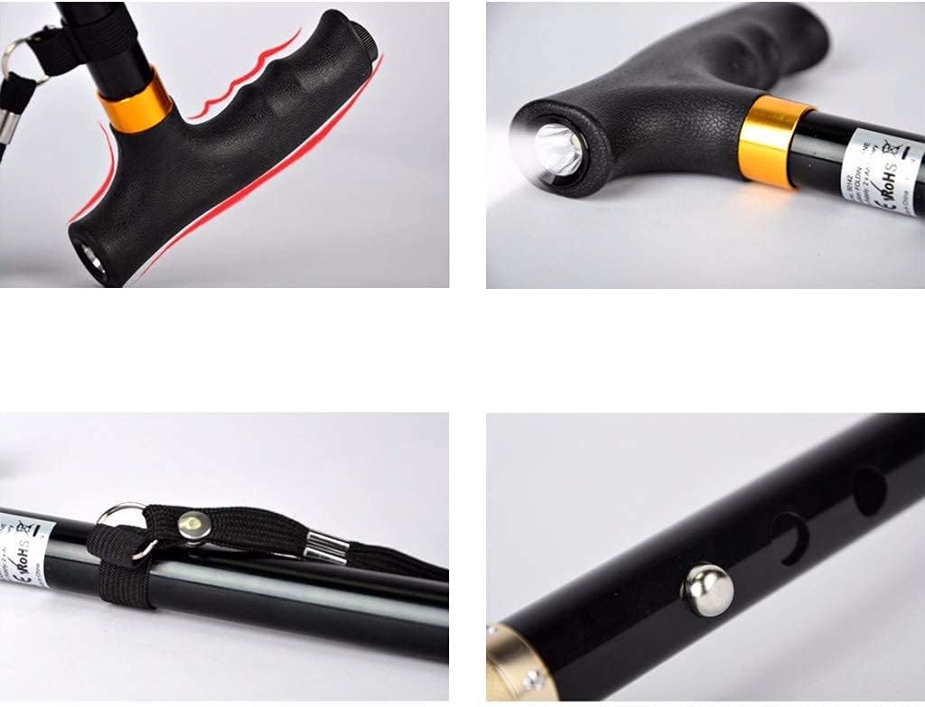 松葉杖伸縮アルミウォーキングスティック LED ライト付きリトル 4 フィート滑り止め高さ調節可能ポータブル屋外登山松葉杖-11.1