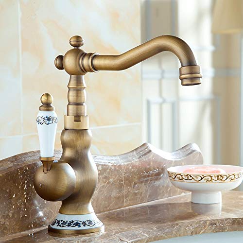Robinet en bronze antique mitigeur salle de bain cuisine eau froide chaude lavabo évier SLT065S