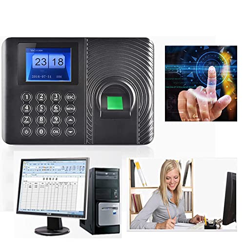 Yotmake Intelligent Biometric Fingerprint Time Clock, Face Recognition Attendance Machine 2.4 Inch Tft Lcd Screen, Fingerprint Attendance System Time Clock Employee Checking-In Recorder #TOP5