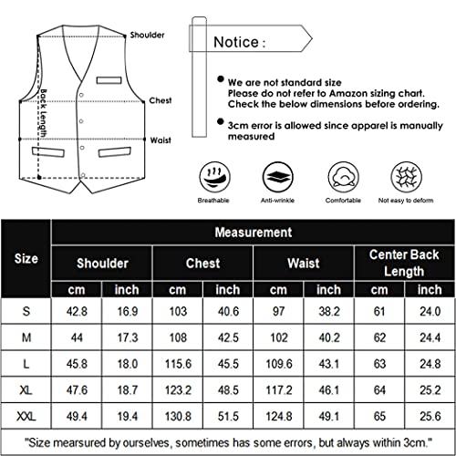 Coofandy 3Pcs Men's Suit Vest Set Business Formal Dress Waistcoat Vests With 3 Pockets Black Large #TOP5