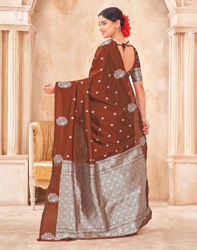 Image of SIRIL Women's Banarasi Soft Silk Saree Pure Silk with Unstitched Blouse Piece