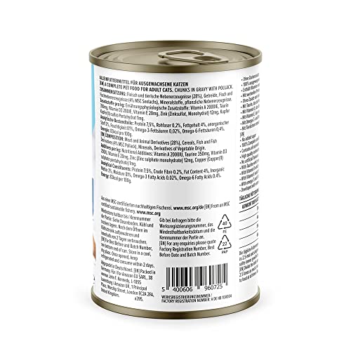 by Amazon Katzen Nassfutter Häppchen, Seelachs in Sauce, 415g, 1er-Pack