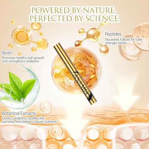 Eyelash & Eyebrow Growth Serum-2-in-1 Lash & Brow Enhancer for Longer, Thicker, Fuller Looking Lashes - Advanced Peptide Formula, Vegan & Cruelty-Free, Safe for Sensitive Eyes - 3ml (Carbon Gold) - Thumbnail 6