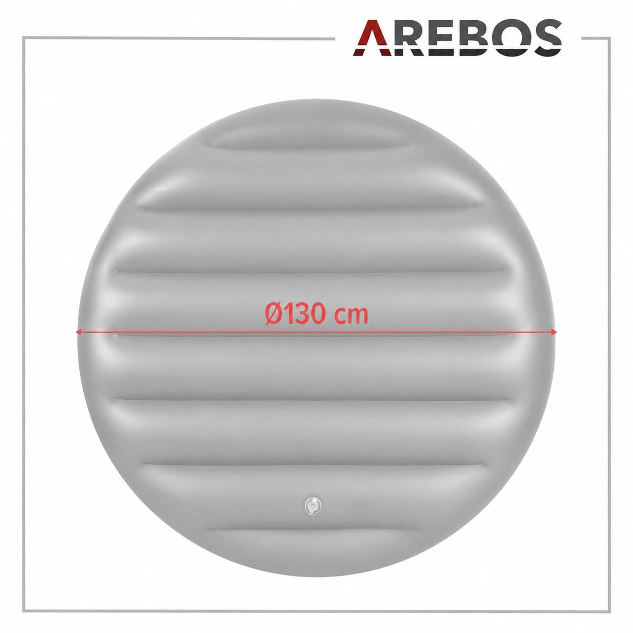 Arebos Couverture Thermique pour Spa | Ø 140 cm à Plat, Ø 130 cm Une Fois gonflée | Couverture Isolante Gonflable | Isolante, économe en énergie et résistante aux intempéries | Gris