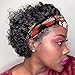 Flandi Short Culy Headband Wig Human Hair for Women Pixie Cut Headband Wig for Black Women Natural Black Pixie Cut Curly Wig for Women