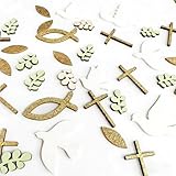 90 Stück Taufe Deko Holz Tischdeko Taufe Junge Mädchen Streudeko Kommunion Holz Tischdekoration Konfirmation