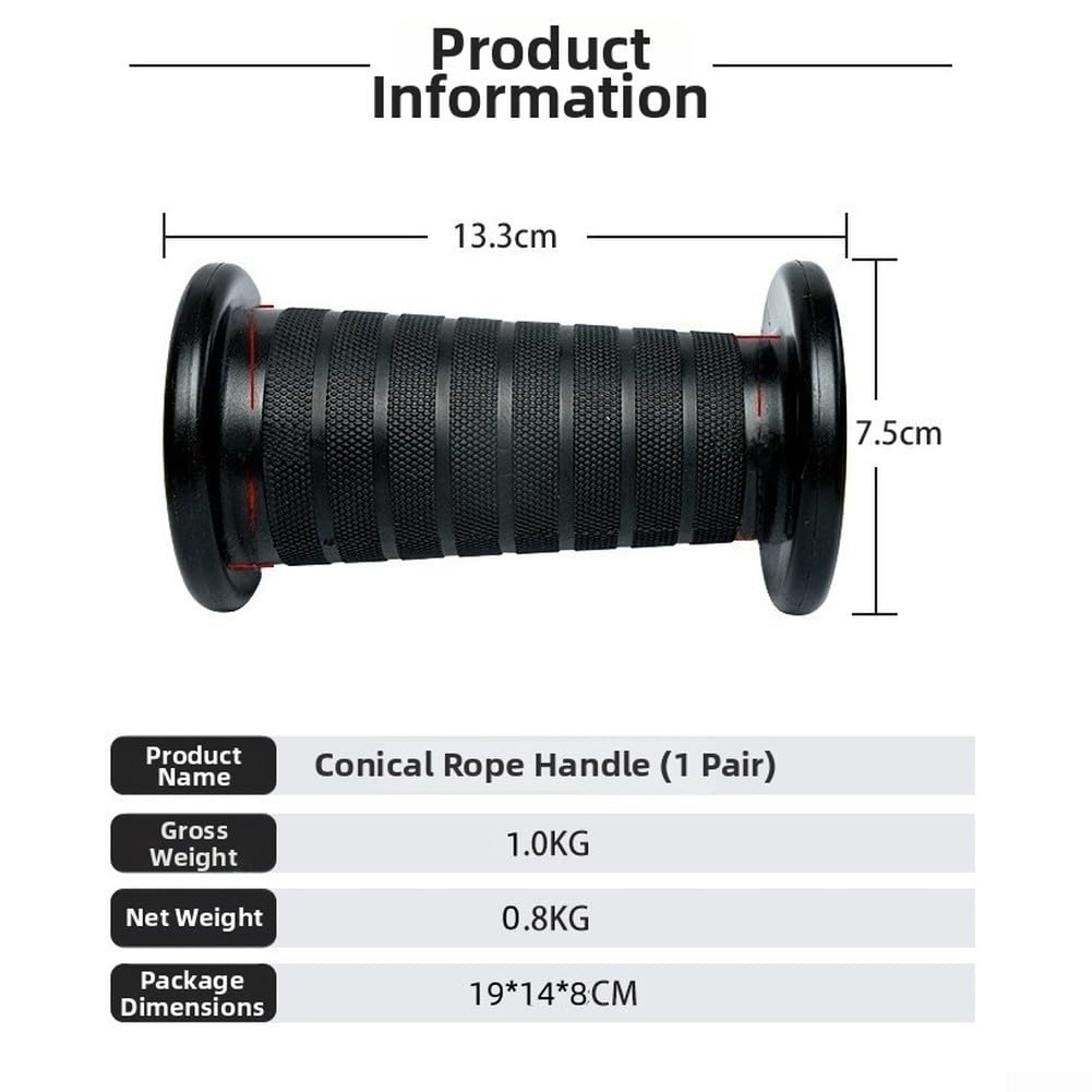 Impugnatura in corda di plastica per allenamento cardio e di forza, accessorio versatile per pulldown compatibile con macchine da palestra domestiche, design conico nero per allenamenti di isolamento