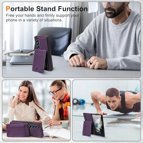 Étui cuir Galaxy Z Fold 3 violet foncé idéal pour vos déplacements - 2