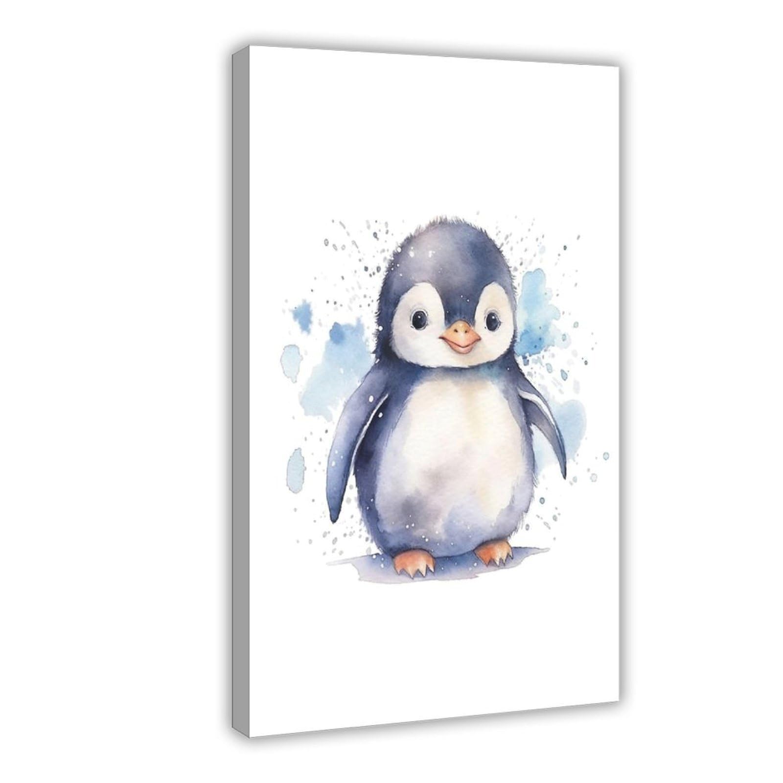 Qnvjqkdsi Frame Baby Penguin Watercolor Art Canvas Poster Bedroom Decor Landscape Office Room Decor Gift 20" L X 30" W