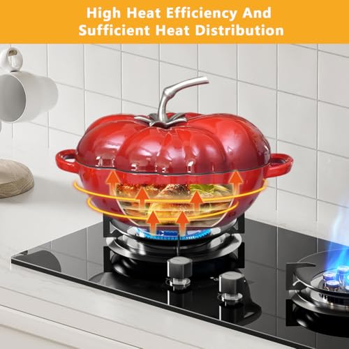 Horno holandés de hierro fundido, olla antiadherente en forma de tomate con tapa, ideal para guisos y sopas, compatible con estufas de inducción y gas