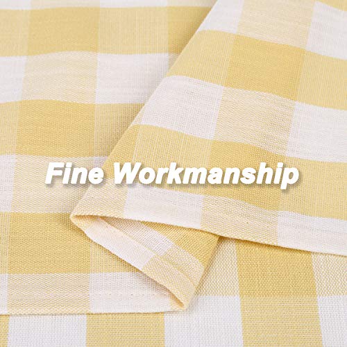 Haperlare Buffalo Check Tier Curtains, Kitchen Curtains 45 Inches Long Short Curtain, Yellow Plaid Gingham Pattern Cafe Bathroom Panels Rod Pocket Window Treatment Set, Yellow/White, Set Of 2 #TOP3