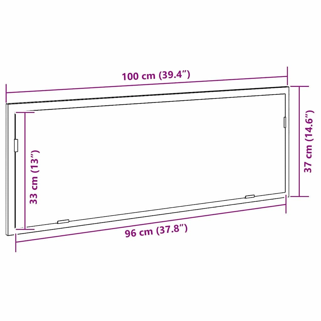 LED Badezimmerspiegel Schwarz Eichen-Optik, 100 x 8,5 x 37 cm, wandmontiert mit LED Streifen und USB 5 V, für Bad, Schminken und Rasur