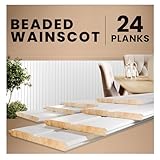 Interwood Reversible Beadboard Wainscoting Panels - Primed Tongue & Groove, 32” Tall, Solid Knot Free Pine Wood Boards for Interior Decor, Ready to Paint, 24 Planks, Covers 7 Linear Ft of Wall