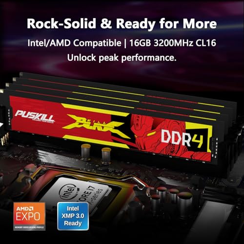 PUSKILL DDR4 RAM 16GB Kit (2x8GB) 3200MHz PC4-25600 CL16 Desktop Memory - 1.35V UDIMM Low Latency, Intel XMP 2.0 Ready for Gaming PC, Compatible with Intel & AMD - Image 5