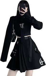 [ShuMing] 上下セット シャツ 長袖 プリーツワンピース レディース 地雷系 セットアップ 病み可愛い Tシャツ スカート ストリート系 2点セット 原宿系 森ガール ギャル ゴスロリ