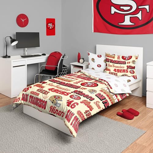 FOCO San Francisco 49ers NFL Retro Bed in a Bag Comforter Bedding 5 Piece Full Set