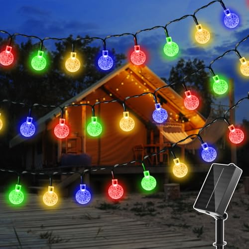 Ollny Solar Lichterkette Aussen wetterfest 5M 30 LED, IP65 wasserdicht Lichterkette Außen Solar mit 8 Modi, Solar Lichterkette Outdoor für Garten Terrasse Balkon Hochzeit(Bunt)