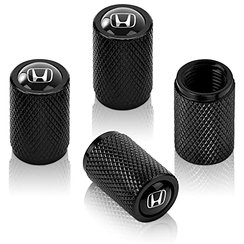 FInnrl Tire Valve Stem Caps,Metal Air Valve Cap,Universal Stem Covers for Honda CR-V CRV Pilot EX EX-L Touring Accord Civic Pilot Logo Styling Decoration Accessories,4 Pcs Black