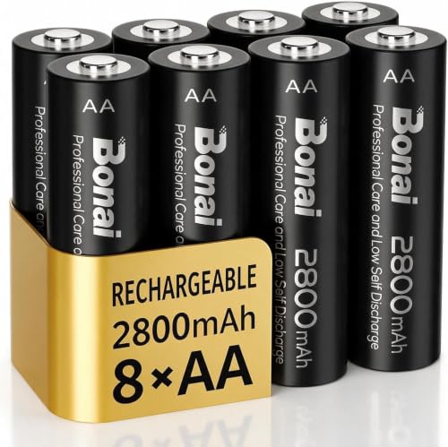 Pilas Recargables AA, BONAI Alta Capacidad 2800mAh 1.2V NI-MH 8 Piezas
