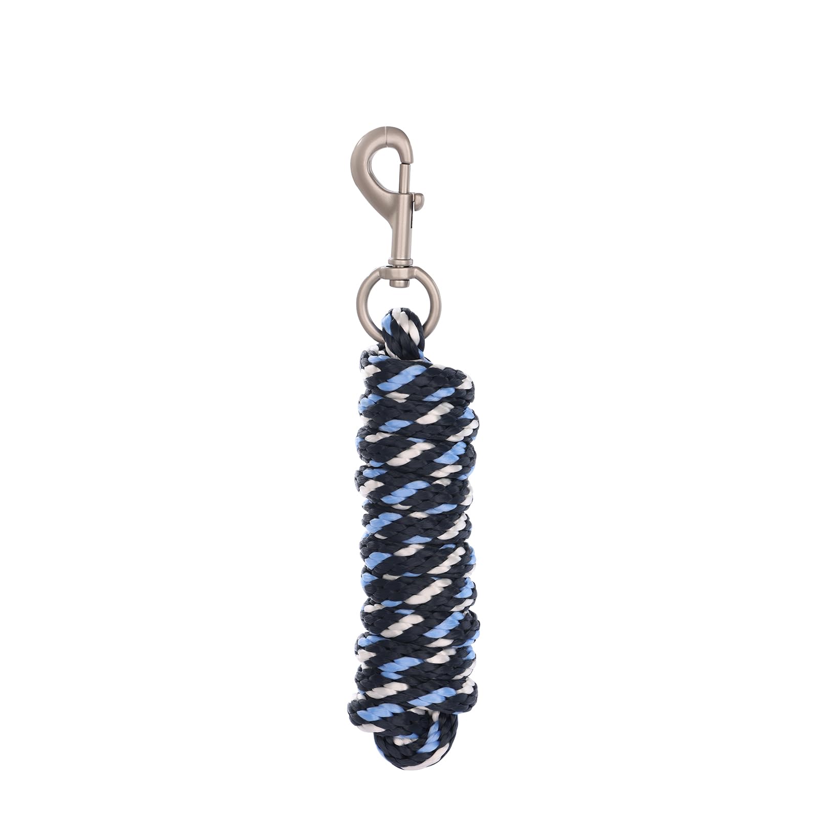 Merauno Lead Rope for Horses, Tie Rope in Various Stylish Designs, Lead Rope, Pony, Donkey, Goat Long Knit with Carabiner Hook (Navy White, Snap Hook)