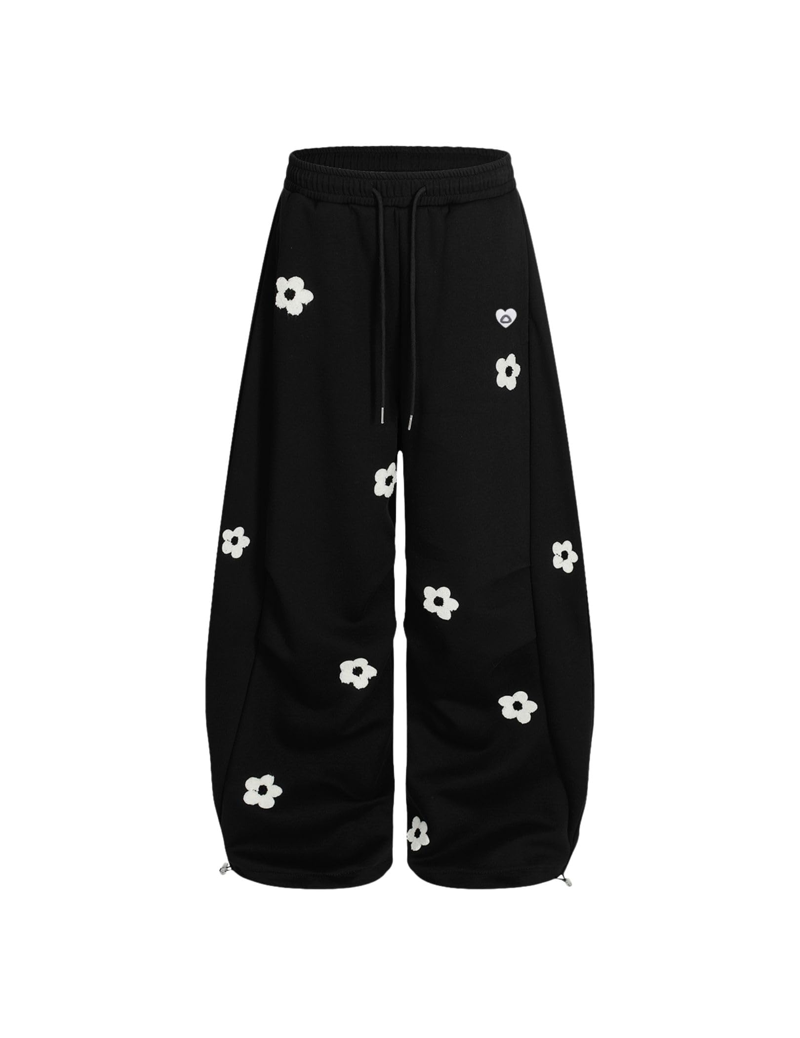 Aelfric Eden Baggy Wide Leg Sweatpants Flower Embroidery Casual Y2K Elastic Drawstring Lantern Barrel Lounge Trouser Pants